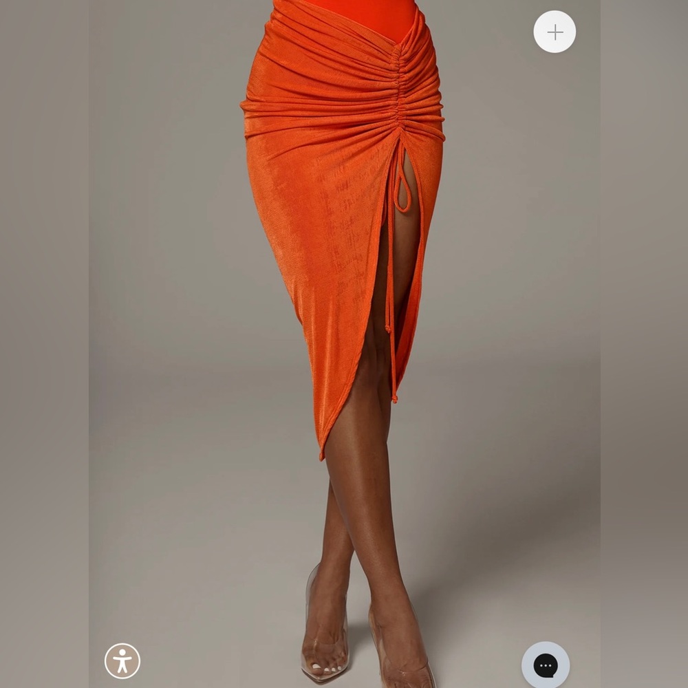 NWT Orange Slinky Skirt with Adjustable Slit